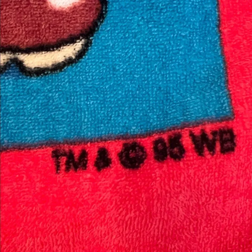 Vintage 1995 Warner Bros. Looney Tunes Red and Blue Beach Towel EVC